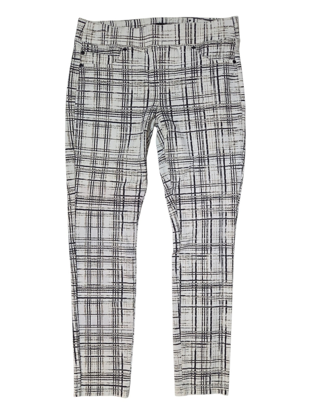 Liverpool Jeans Company Off White and Black Plaid Pants Size 6/28